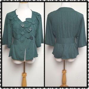 Anthropologie Green Knit Cardigan